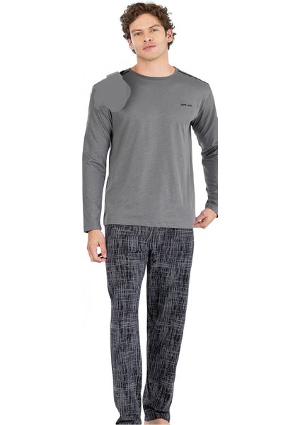 6065 Erkek Uzun Kollu Bisiklet Yaka Pijama Takımı