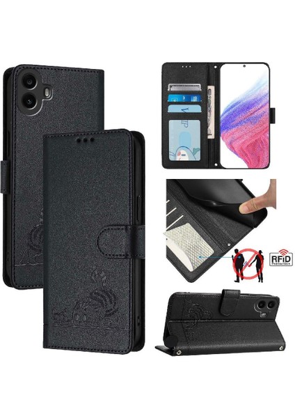 Nothing Kılıf Cmf Telefon 1 Kart Yuvası Tutucu Kickstand Kedi Rfıd Cüzdan (Yurt Dışından)
