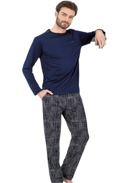 6065 Erkek Uzun Kollu Bisiklet Yaka Pijama Takımı