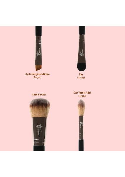Professinal Makeup Brush High End Serisi 4'lü Fırça Seti No: 1-5-10-12 Makyaj Fırça Seti