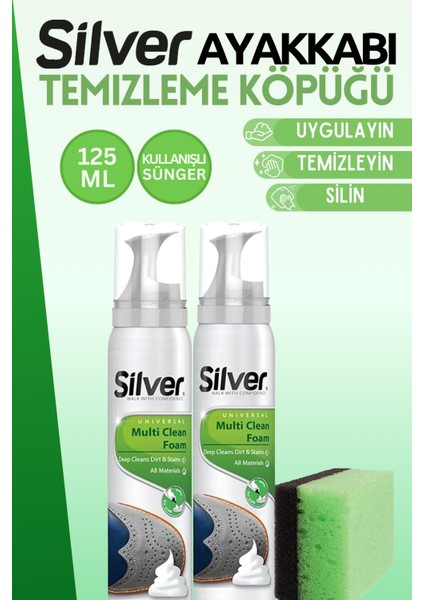 2 Adet Silver Spor Ayakkabı Temizleme Köpüğü 125 ml Süngerli