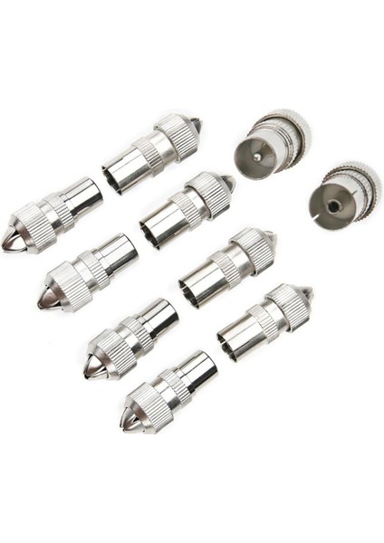 10 Adet (5 x Erkek, 5 x Dişi) Tv Anteni Koaksiyel Kablo Konnektörleri Adaptörü (Yurt Dışından)