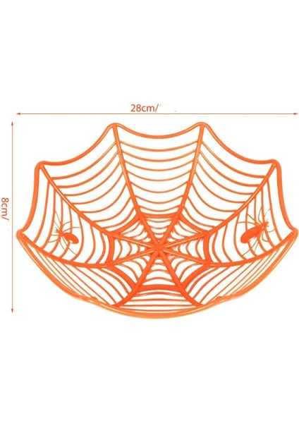 Halloween Örümcek Ağı Şeklinde Plastik Malzeme Koyma Kasesi 28X8 cm Turuncu 1 Adet fiyatları