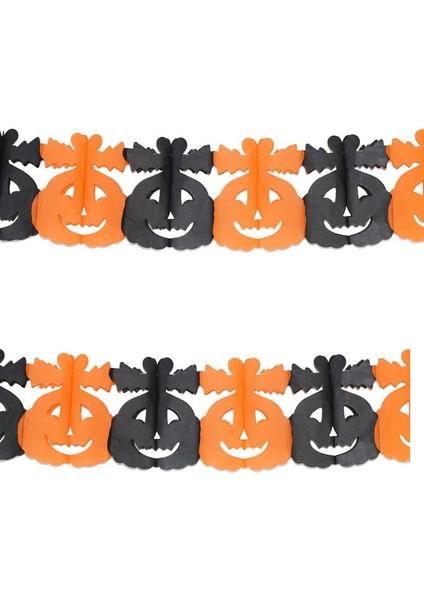 Halloween Siyah Turuncu Renk Bal Kabağı Figürlü Kağıt Uzar Süs