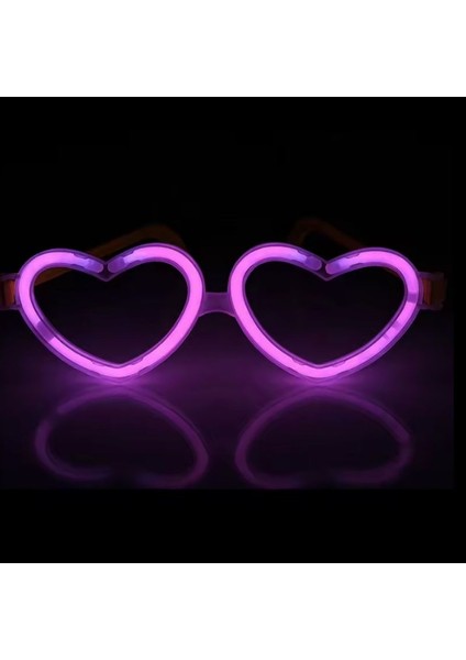 Kalpli Glow Parlayan Parti Gözlüğü Neonlu Pembe Renk1 Adet Retro