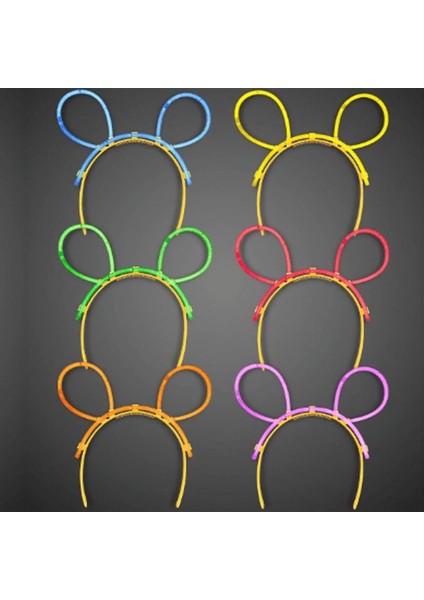 Glow Neon Işıklı Parti Tacı Karışık Renklerde 6 Adet Retro