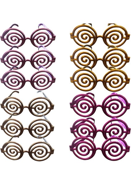 Camsız 4 Renk Hypnosis Hipnoz Model Parti Gözlüğü 12 Adet Retro