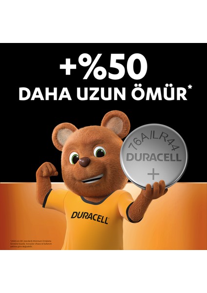 DURACELL LR44 (10'lu Paket) özel alkalin pil 1,5V (A76)