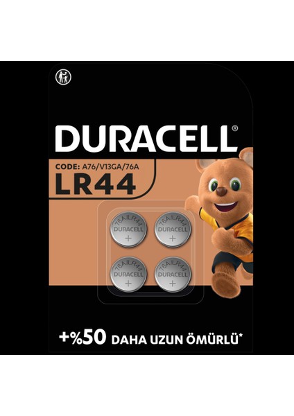 DURACELL LR44 (4’li Paket) özel alkalin pil 1,5V (A76)