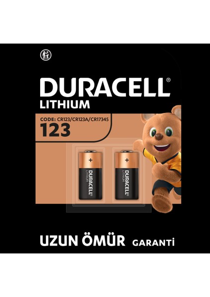 DURACELL CR123 (2’li Paket) yüksek güçlü lityum pil 3V (CR123A / CR17345)