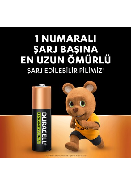 Şarj Edilebilir AA Pil (2'li Paket), 2500 mAh NiMH, önceden şarj edilmiş, 1 Numaralı En Uzun Ömürlü Şarj Edilebilir pilimiz