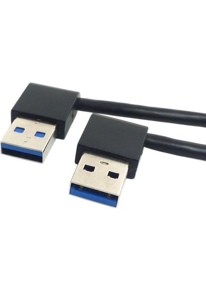 Yeni USB 3.0 Tip A Erkek 90 Derece Sol Açılı - Sağ Açılı Uzatma Kablosu Düz Bağlantı 50CM (Yurt Dışından)