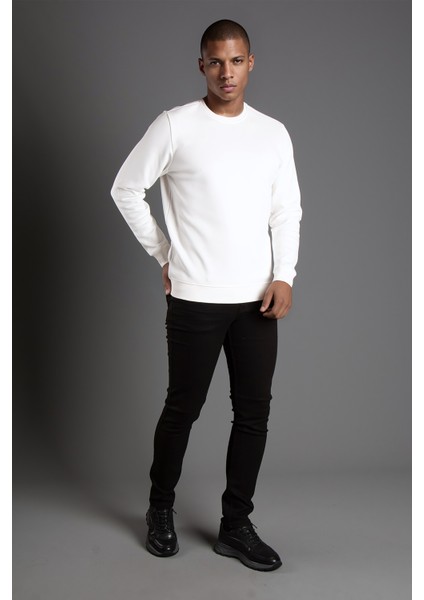 Erkek Beyaz Sıfır Yaka Dokulu Kazak fiyatları