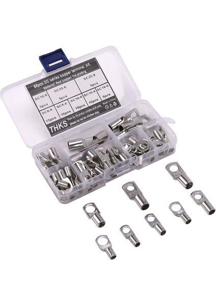 65 Adet Ağır Hizmet Tipi Tel Pabuçları Kalaylı Bakır Pil Kablo Uçları Boru Şeklindeki Halka Terminal Konnektörleri Gözetleme Deliği ile (Yurt Dışından) indirimleri