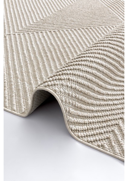 Retro Krem Krem Geometrik Desenli Tozumaz Salon Koridor Balkon Teras Bahçe Oturma Odası Halısı 19270A modelleri