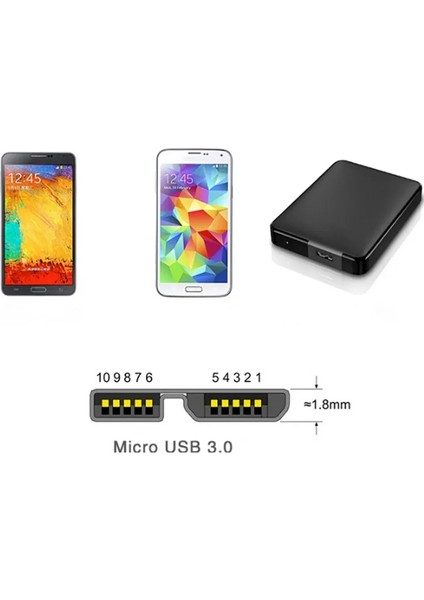 Sıcak Mikro Usb3.0 Veri Senkronizasyon Şarj Kablosu 45CM USB 3.0 Hd Pc Için Microusb Kablosu USB Mobil Sabit Disk Bağlantı Hattı (Yurt Dışından) modelleri