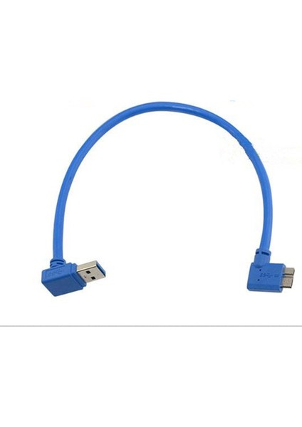 30 cm USB 3.0 A 90 Derece Aşağı Açılı Erkekten Mikro B Erkeğe 90 Derece Sol Açılı Kısa Kablo (Yurt Dışından)