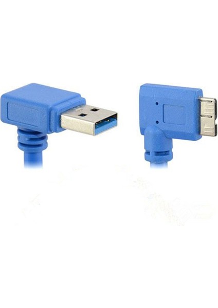 30 cm USB 3.0 A 90 Derece Aşağı Açılı Erkekten Mikro B Erkeğe 90 Derece Sol Açılı Kısa Kablo (Yurt Dışından)