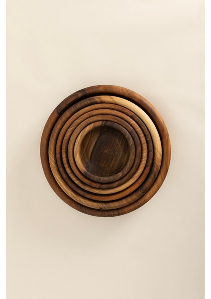 Walnut 6lı El Yapımı Doğal Ceviz Kase Takımı 1293