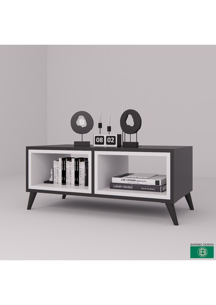 Barisbo Design Orta Sehpa Modern Açık Raflı Beyaz&Antrasit