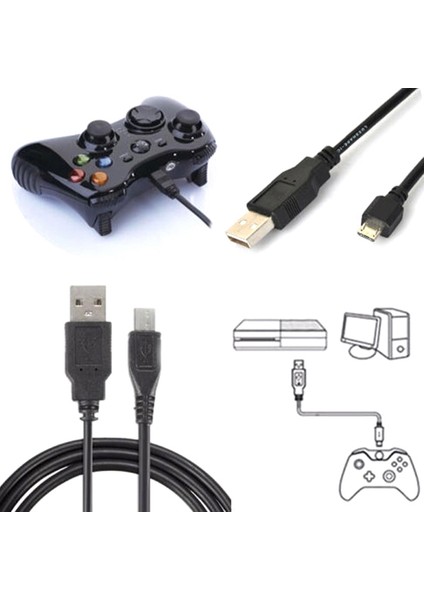 Playstation 4 Ps4 Denetleyicisi Için Siyah Mikro USB Şarj Veri Kablosu Kablosu (Yurt Dışından) fiyatları