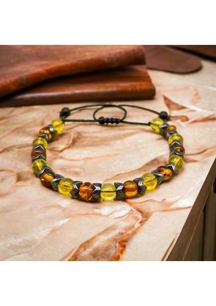 Sitrin Doğal Taşlı Baltık Damla Kehribar Bileklik