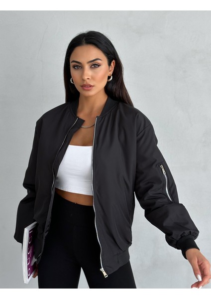 Unisex Siyah Oversize Bomber Ceket fiyatları