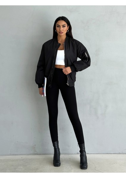 Unisex Siyah Oversize Bomber Ceket modelleri