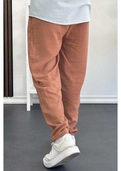 Erkek Relaxed Kesim Jogger Pantolon Kahverengi PNT01