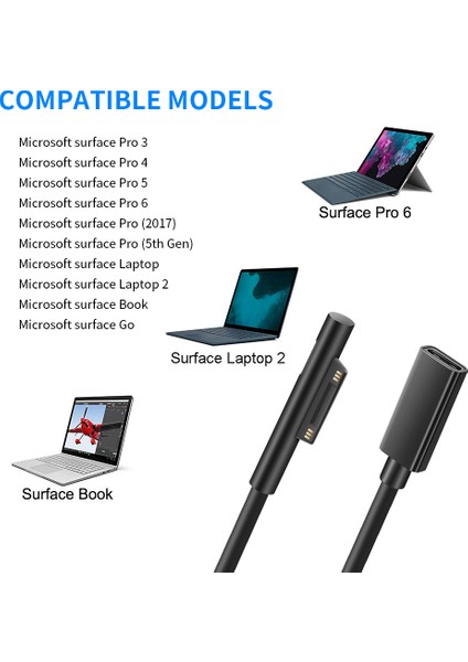 USB Tip C Pd 15V Güç Şarj Adaptörü Dönüştürücü Şarj Kablosu Için Yüzey Pro 7/6/5/4/3/go/kitap Dizüstü Bilgisayar 1/2 (Yurt Dışından)