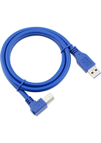 2.5 M USB 3.0 Tip A Erkek - B Erkek 90 Derece Açı Veri Adaptörü Kablosu Yazıcı Sabit Disk Yerleştirme Istasyonu Korumalı Mavi (Yurt Dışından)