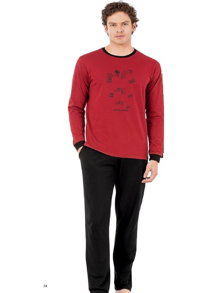 6069 Erkek Uzun Kollu Bisiklet Yaka Pijama Takımı