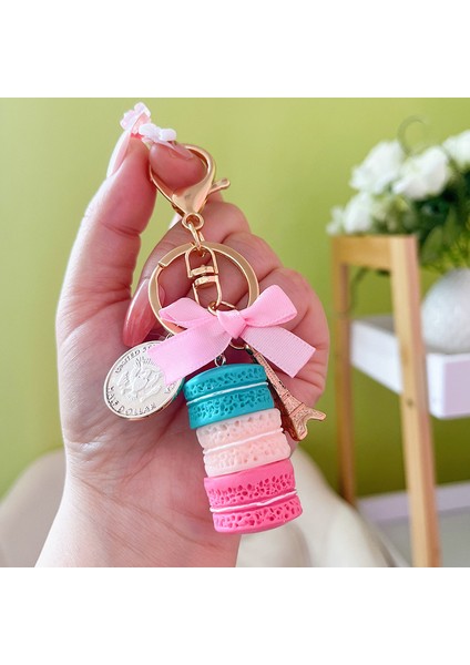 Yaratıcı Macaron Kek Araba Anahtarlık Bagaj Dekorasyonu (Yurt Dışından)