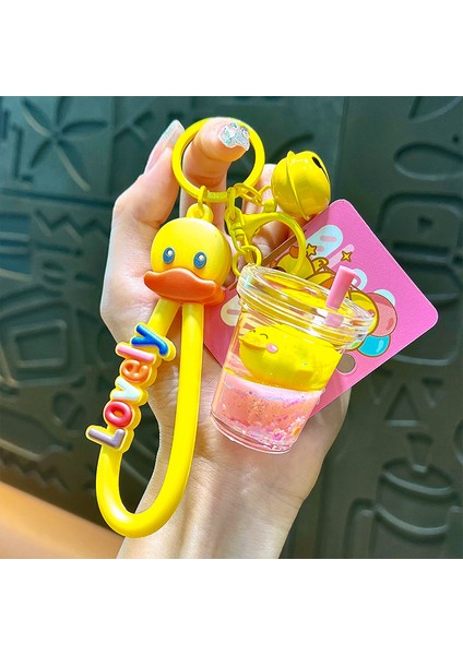 Küçük Sarı Ördek Çay Fincanı Araba Çanta Anahtarlığı Kolye Dekorasyon Hediye (Yurt Dışından)