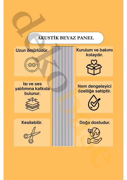 60X240 cm Beyaz Renk Akustik Ahşap Duvar Paneli