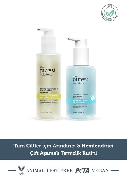 The Purest Solutions Tüm Cilt Tipleri Için Arındırıcı&nemlendirici Çift Aşamalı Temizlik Rutini