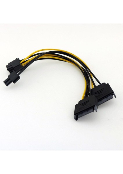 1x Çift Sata 15 Pin Erkek Pcı-E Express 6 + 2 Pin 8pin Dişi Video Güç Konektörü Adaptörü Y Splitter Kablosu 20 cm (Yurt Dışından)