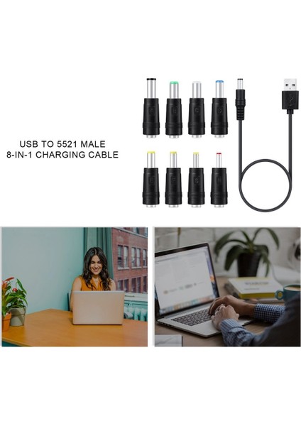 Dc Şarj Güç Kablosu Usb'den 5521'E Çok Fonksiyonlu Dc Değiştirilebilir Fiş Erkek 8'i 1 Arada Şarj Kablosu (Yurt Dışından) modelleri