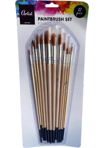12 Parça Fırça Seti -Paintbrush Set