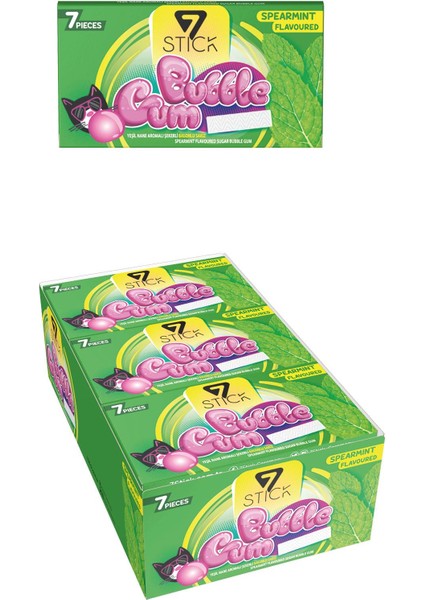7 Stıck Yeşil Nane Aromalı Balonlu Sakız 14,5 gr x 24'lü Paket