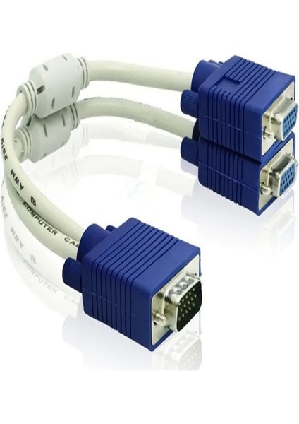 15 Pin VGA Erkek 2 Kadın Y Splitter Kablo Svga Monitör Adaptörü Uzatma Dönüştürücü Video Uzatma Kablosu Pc, Tv Için 0.25 M (Yurt Dışından)
