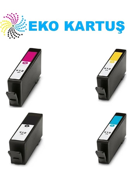 Eko Kartuş  Hp Officejet Pro 8023 Muadil Kartuş 912XL 4 Renk Kartuş Set