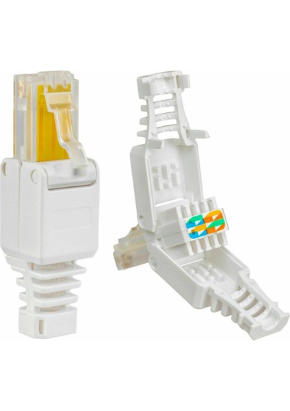 RJ45 Ağ Kablosu Konektörü Aletsiz Kristal Kafa Fiş Kablosu Sonu Kıvrımlı Fiş Konnektörü Cat6 RJ45 Konektörü (Yurt Dışından)