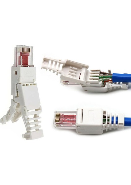 RJ45 Ağ Kablosu Konektörü Aletsiz Kristal Kafa Fiş Kablosu Sonu Kıvrımlı Fiş Konnektörü Cat6 RJ45 Konektörü (Yurt Dışından) fiyatları