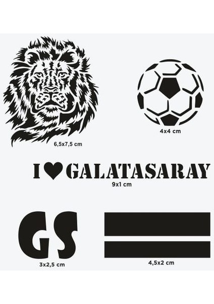 Gs Dövme Şablon Seti + Kırmızı ve Sarı Sprey modelleri