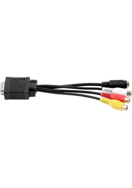 VGA 15 Pin Erkek 3rca Tv S-Video Av Çıkışı Dönüştürücü Adaptör Kablosu M/f Konektörü Pc Bilgisayar Dizüstü 20 cm (Yurt Dışından)