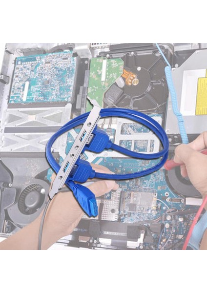 Tam Boyut Braketi Anakart 20PIN 2 Port USB Konektör Yuvası Dişi Adaptör Kablosu Pcı Plaka Arka 3.0 Panel Başlığı B7H6 (Yurt Dışından)