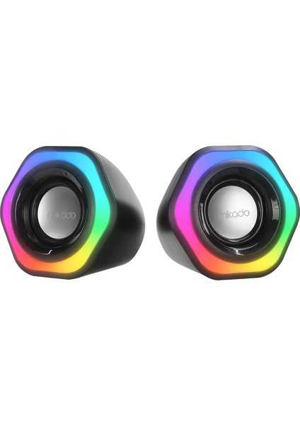 MD-176 2.0 3W*2 Siyah Rgb Aydınlatmalı USB + 3.5mm USB 5V Speaker Hoparlör