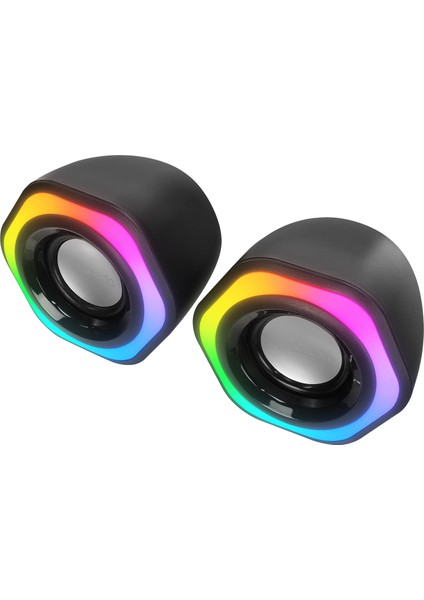 MD-176 2.0 3W*2 Siyah Rgb Aydınlatmalı USB + 3.5mm USB 5V Speaker Hoparlör