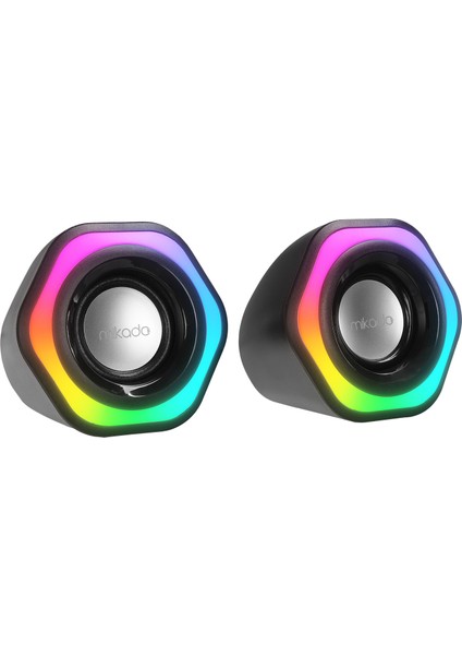 MD-176 2.0 3W*2 Siyah Rgb Aydınlatmalı USB + 3.5mm USB 5V Speaker Hoparlör